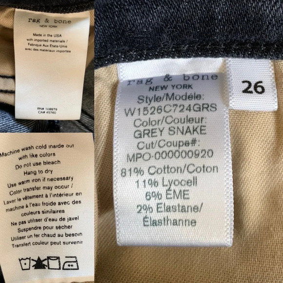 * 🔥HPx2🔥* Rag & Bone Skinny Jeans, Gray, Snake Print, 26 - Picture 16 of 16